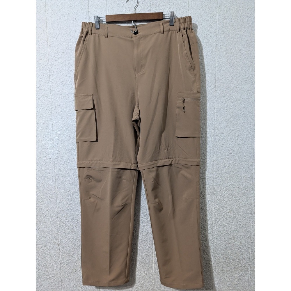 Gash Hao Men Pants 36x32 Brown Polyester Hiking Convertible Outdoor Cargo Fit